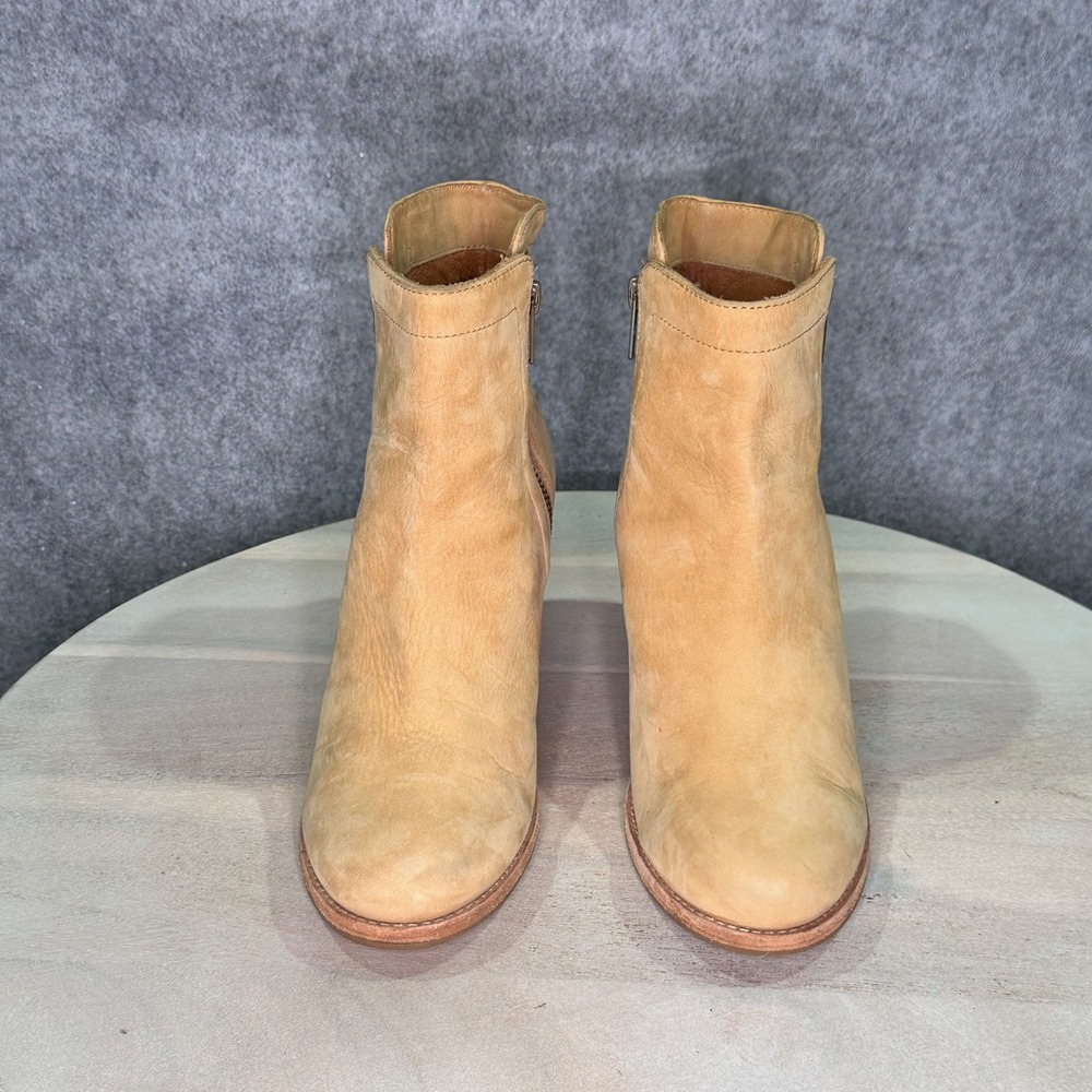 Frye Addie Double Zip Sand Tan Leather Ankle Boots Block Heel Women's Size 7.5 B - Picture 12 of 12